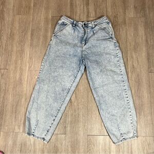 Vintage 80s Paper bag/barrel/ Pleated Jeans GB Sz 13 light Denim Acid Wash